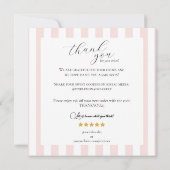 Roze witte stripe bakkerij Hartelijk dank Bedankkaart (Achterkant)