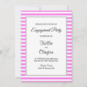 Roze/Witte Stripes Framed Engagement Party Kaart (Voorkant)