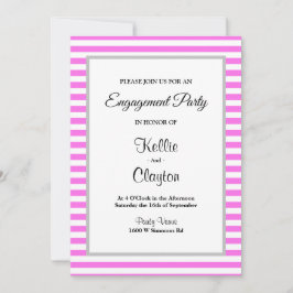 Roze/Witte Stripes Framed Engagement Party Kaart