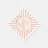 Roze witte strips Glitter Confetti Birthday Servet (Hoek)