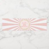 Roze witte strips Glitter Confetti Birthday Waterfles Etiket (Enkel label)