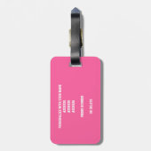 roze witte teamkleuren gepersonaliseerd basketbal bagagelabel (Achterkant verticaal)