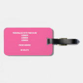 roze witte teamkleuren gepersonaliseerd basketbal bagagelabel (Achterkant horizontaal)