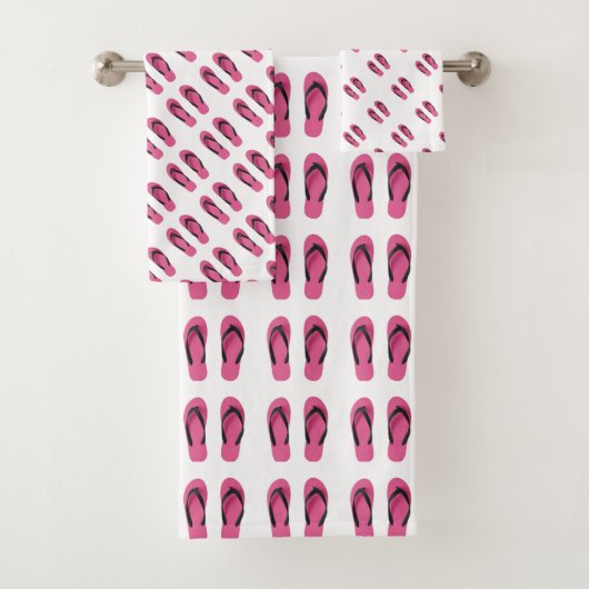 Roze Witte Teenslippers Kinder Bad Handdoek (Insitu)