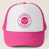 Roze Witte Tennis Theme Club Naam Trucker Pet (Voorkant)