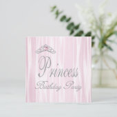 Roze Witte Tiara Meisjes Prinses Verjaardagsfeest Kaart (Staand voorkant)