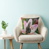 Roze Witte Tijger Lilly Bloem Blauwe Vlinder Naam Kussen (Stoel)