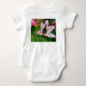 Roze Witte Tijger Lilly Bloem Blauwe Vlinder Naam Romper (Achterkant)