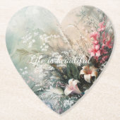 Roze witte tropische bloem kartonnen onderzetters (Voorkant)