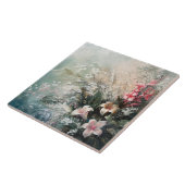 Roze witte tropische bloem tegeltje (Zijkant)