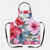 Roze Witte Tropische Bloemen Chic Schort (Voorkant)