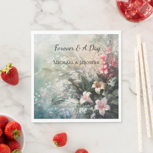 Roze Witte Tropische Bloemen Huwelijk Servet