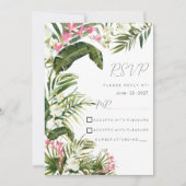 Roze witte tropische orchidee bloemen RSVP Kaart (Voorkant)