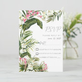 Roze witte tropische orchidee bloemen RSVP Kaart (Staand voorkant)