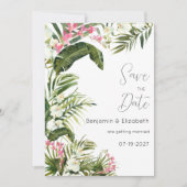 Roze witte tropische orchidee bloemen Save the Dat Kaart (Voorkant)