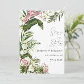 Roze witte tropische orchidee bloemen Save the Dat Kaart (Staand voorkant)