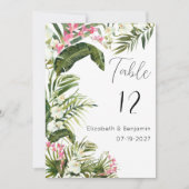 Roze witte tropische orchidee bloemen Tabel Nummer Kaart (Voorkant)