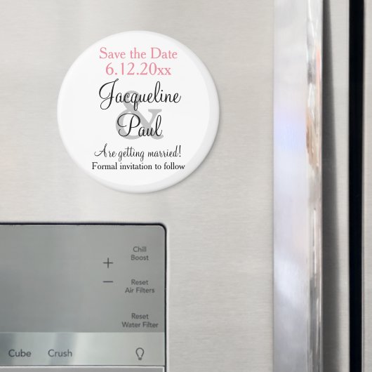 Roze Witte Trouw Save the Date Magneet (Insitu (Koelkast))