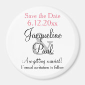 Roze Witte Trouw Save the Date Magneet (Voorkant)