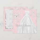 Roze Witte Trouwjurk Bruids Douche Uitnodigingen (Voorkant / Achterkant)