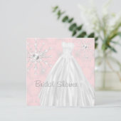 Roze witte trouwjurk bruidsdouche uitnodigingen (Staand voorkant)