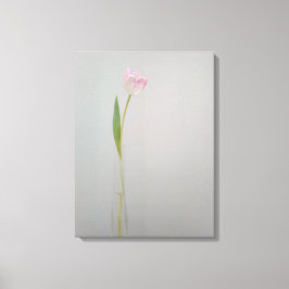 Roze witte Tulp in Vase Canvas Afdruk