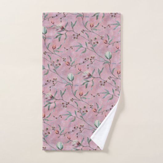 Roze & Witte Tulpen Anemonen Patroon Bad Handdoek (Handdoek)