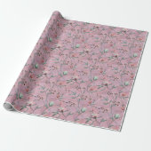 Roze & Witte Tulpen Anemonen Patroon Cadeaupapier (Uitgerold)