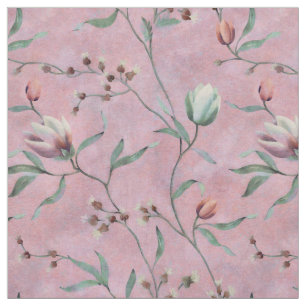 Roze & Witte Tulpen Anemonen Patroon Stof