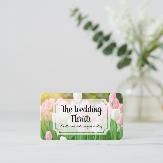 Roze Witte Tulpen | Bloemist Visitekaartje (Staand voorkant)