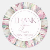 Roze witte tulpen Bruidsdouche Bedankt Ronde Sticker (Voorkant)