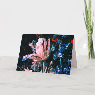 ROZE WITTE TULPEN , CUPIDO'S , BLOEMEN Verjaardag Kaart