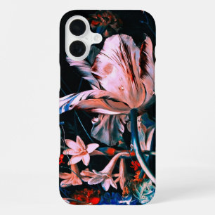 ROZE WITTE TULPEN KLEURRIJKE BLOEMEN IN ZWARTE Blo iPhone 16 Plus Hoesje