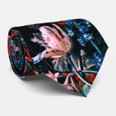 ROZE WITTE TULPEN KLEURRIJKE BLOEMEN IN ZWARTE Blo Stropdas (Opgerold)