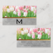 Roze witte tulpen | Monogram Visitekaartje (Voorkant / Achterkant)