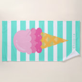 Roze witte turquoise stripper monogram strandlaken (Voorkant)