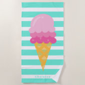 Roze witte turquoise stripper monogram strandlaken (Voorkant)