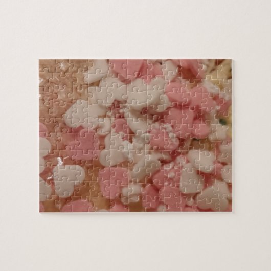 Roze witte Valentijn Harten, koekjesdecoratie, lie Legpuzzel (Horizontaal)