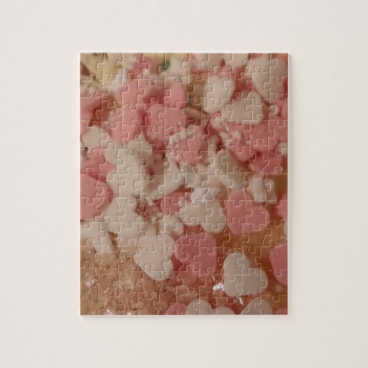 Roze witte Valentijn Harten, koekjesdecoratie, lie Legpuzzel (Verticaal)