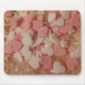 Roze witte Valentijn Harten, koekjesdecoratie, lie Muismat (Voorkant)