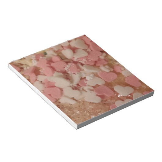 Roze witte Valentijn Harten, koekjesdecoratie, lie Notitieblok (Schuin)