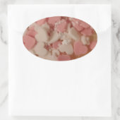 Roze witte Valentijn Harten, koekjesdecoratie, lie Ovale Sticker (Tas)
