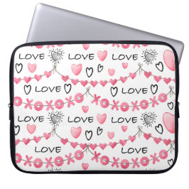 ROZE & WITTE VALENTIJNSDAG LIEFDE & HARTEN LAPTOP SLEEVE