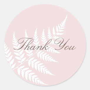 Roze Witte Varens Bos Bruiloft Dank Je Wel Ronde Sticker