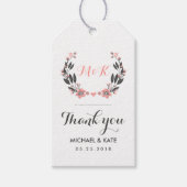 Roze witte  ventilator Wreatding Wedding Gift Labe Cadeaulabel (Voorkant)