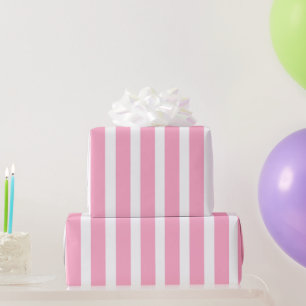 Roze & Witte Verticale Streep Inpakpapier