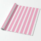 Roze & Witte Verticale Streep Inpakpapier  (Uitgerold)
