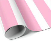 Roze & Witte Verticale Streep Inpakpapier  (Rol Hoek)