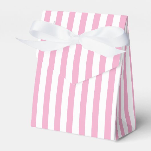 Roze Witte Verticale Streeppatroon Ontwerp Bedankdoosjes (Voorkant Zijde)