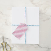 Roze Witte Verticale Streeppatroon Ontwerp Cadeaulabel (Met Touw)